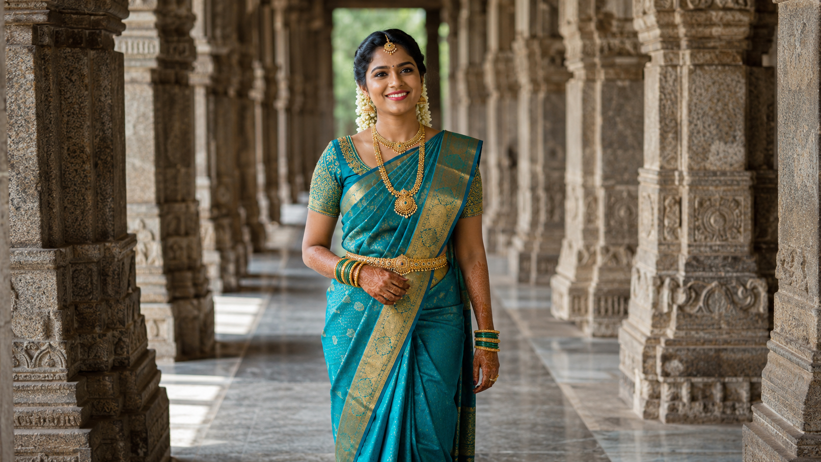 Luxury bridal makeup portrait by Trichy artist