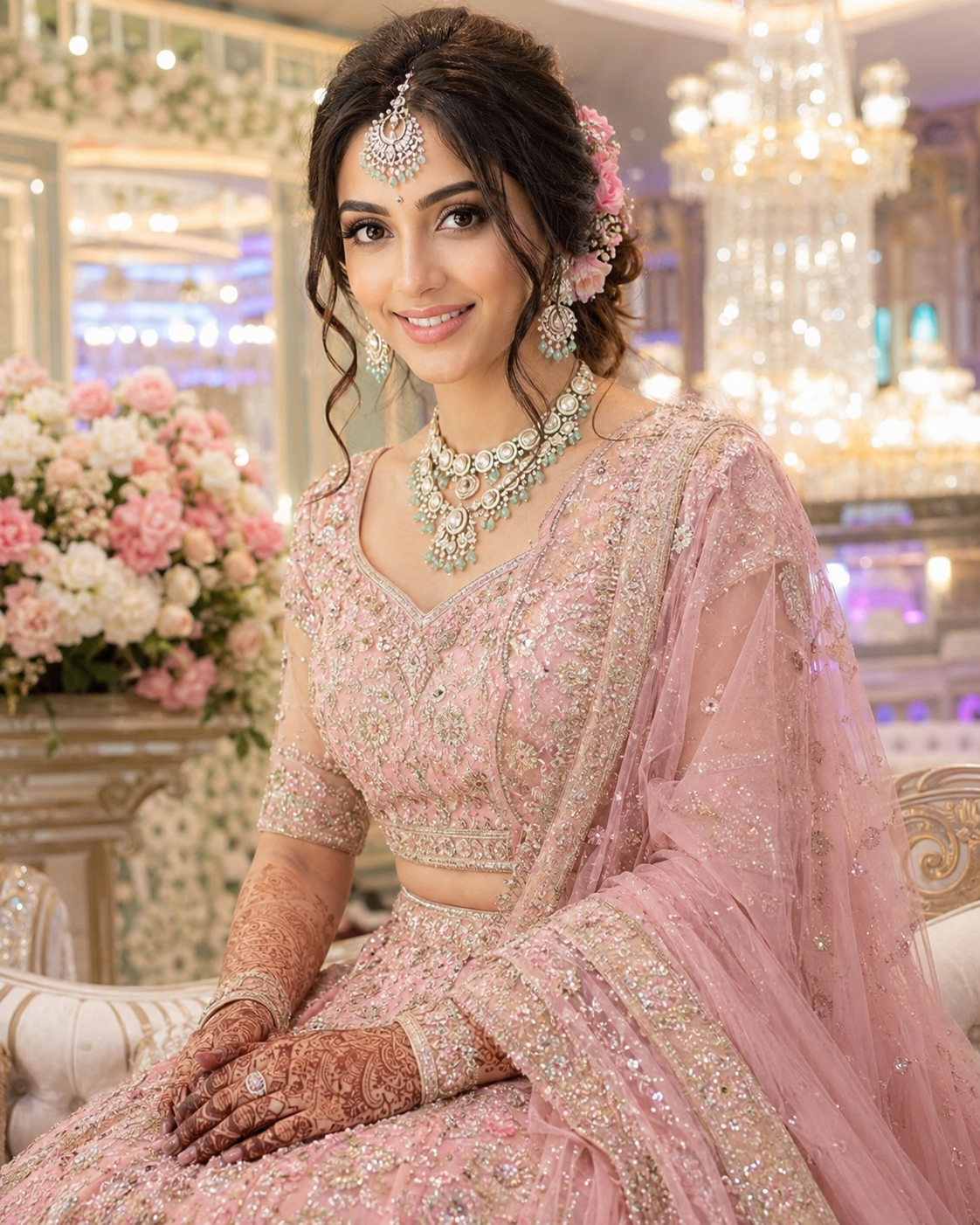 Engagement makeup look by Trichy bridal makeup artist