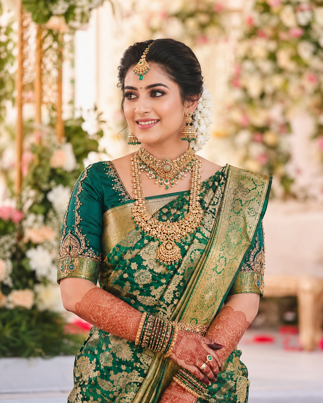 Bridal styling details for Trichy wedding makeup